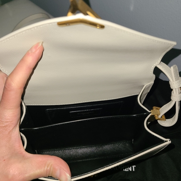 NWT YVES SAINT LAURENT Monogram Ivory Leather Convertible Crossbody Purse - Picture 5 of 8